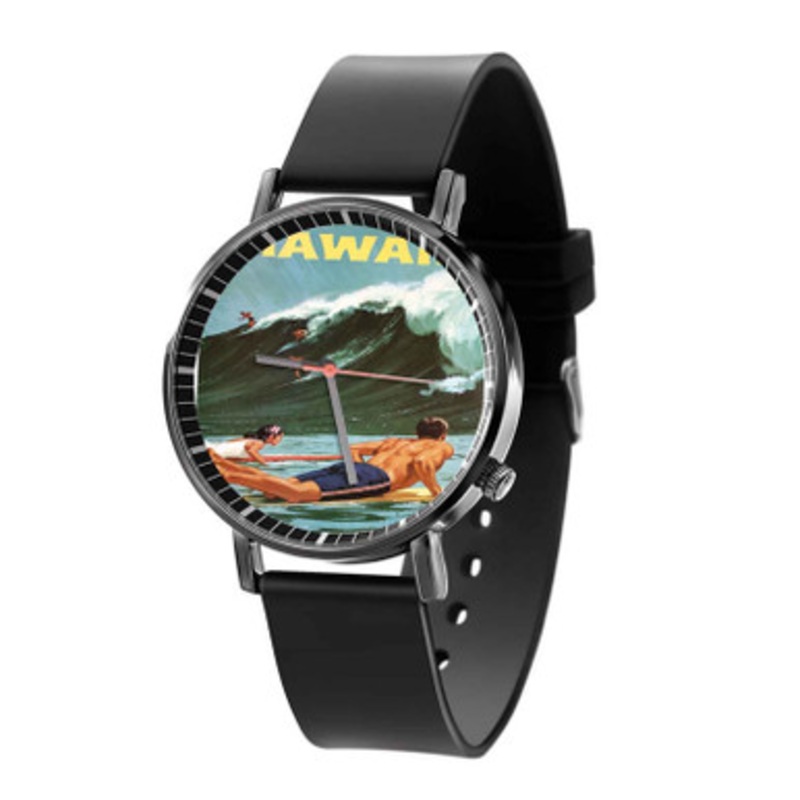 Hawaii Surf Vintage Black Quartz Watch Unisex With Premium Gift Box