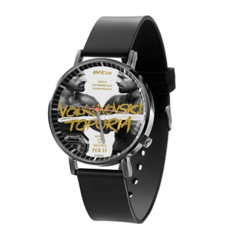 UFC 298 Volkanovski vs Topuria Black Quartz Watch Unisex With Premium Gift Box
