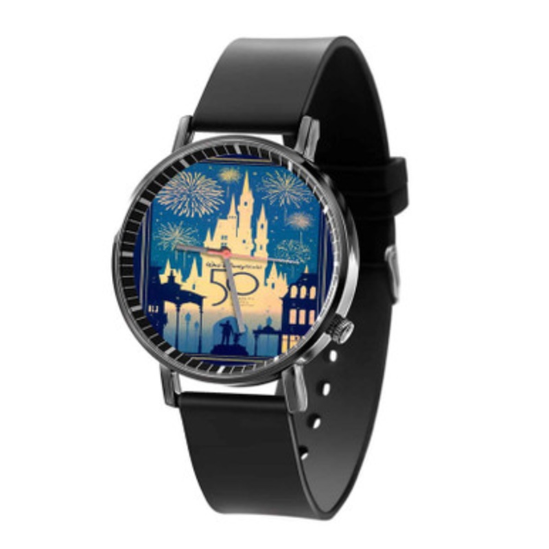 Disney 50th Anniversary Black Quartz Watch Unisex With Premium Gift Box