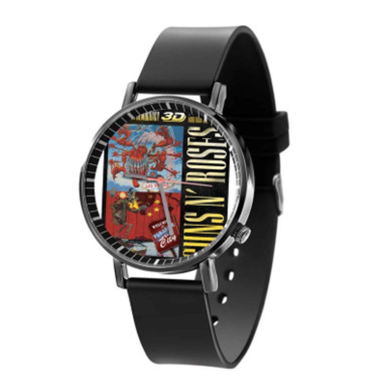 Guns N Roses Appetite for Democracy 3 D Black Quartz Watch Unisex With Premium Gift Box