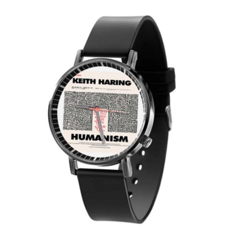 Keith Haring Humanism Black Quartz Watch Unisex With Premium Gift Box