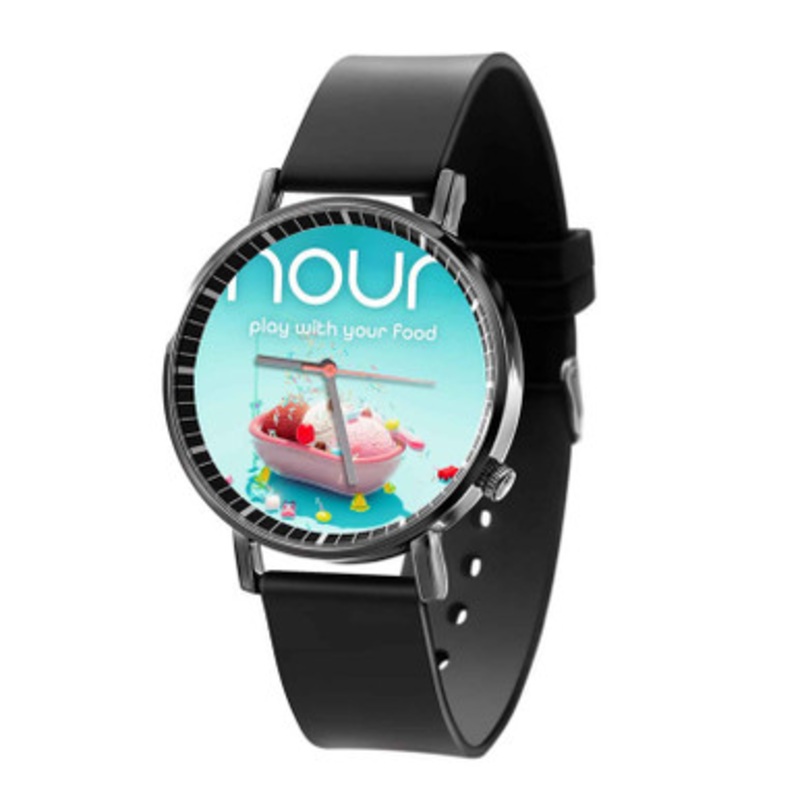 Nour Play With Your Food Black Quartz Watch Unisex With Premium Gift Box